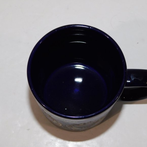 Vintage ARIZONA Kokopelli Flute Playing Dancing Blue Metallic Coffee Mug - Picture 7 of 7